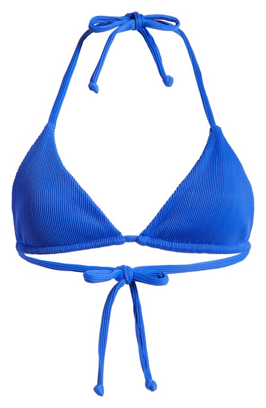Shop Kulani Kinis Ribbed Triangle Bikini Top In Ocean Blue