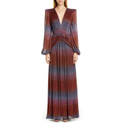 Patbo Rainbow Wrap Long Sleeve Gown, Red