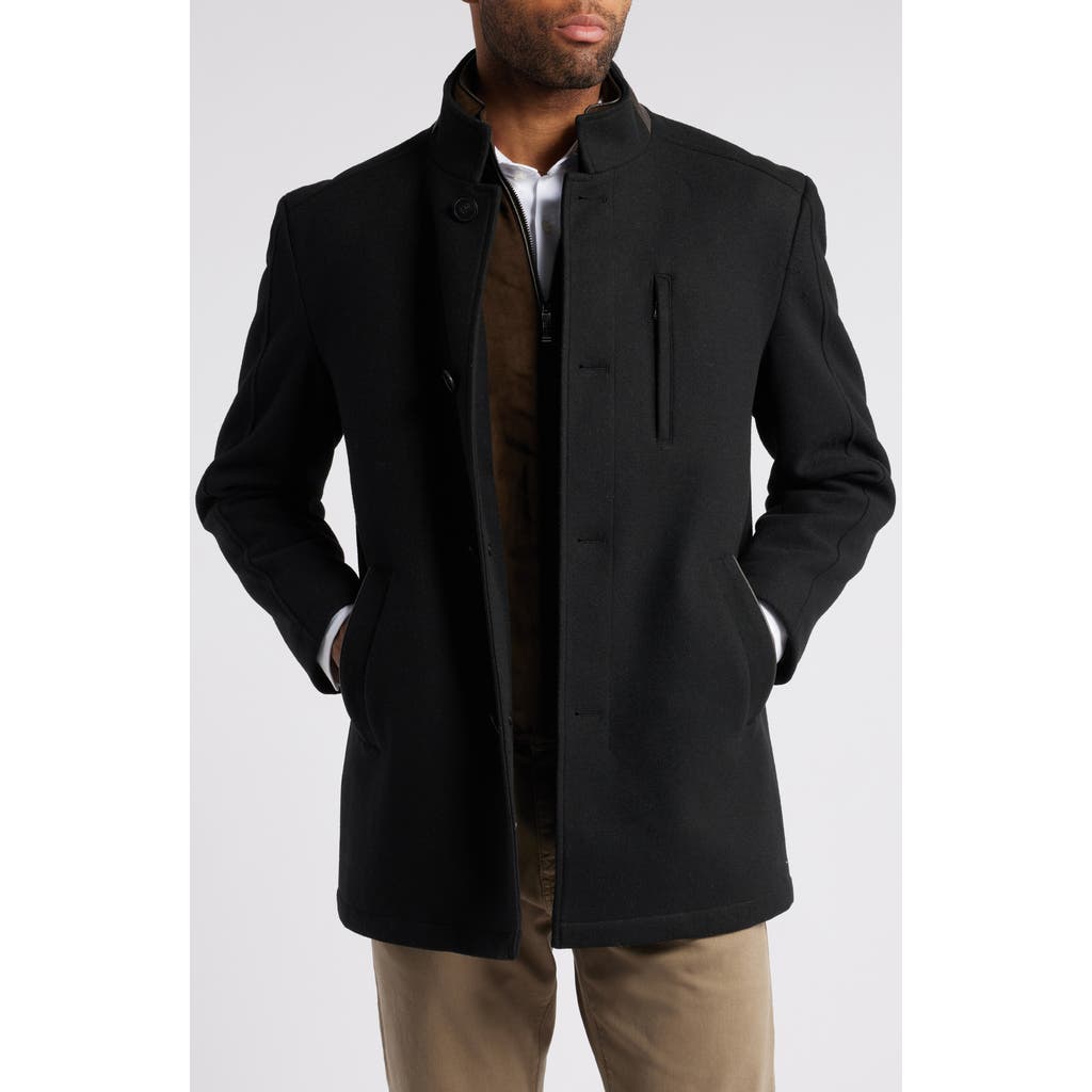 Johnston & Murphy Upton Car Coat With Removable Bib In Black