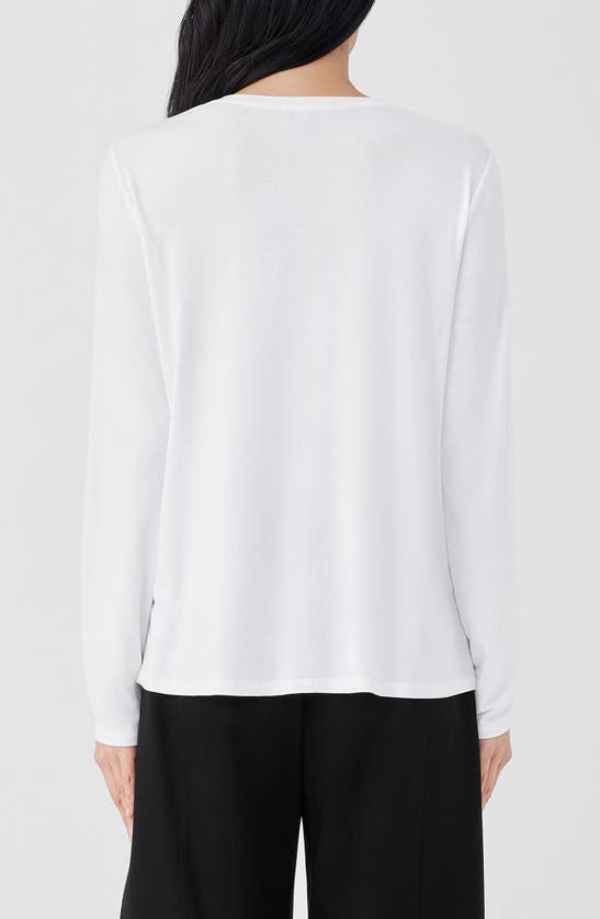 Shop Eileen Fisher Long Sleeve Crewneck Top In White