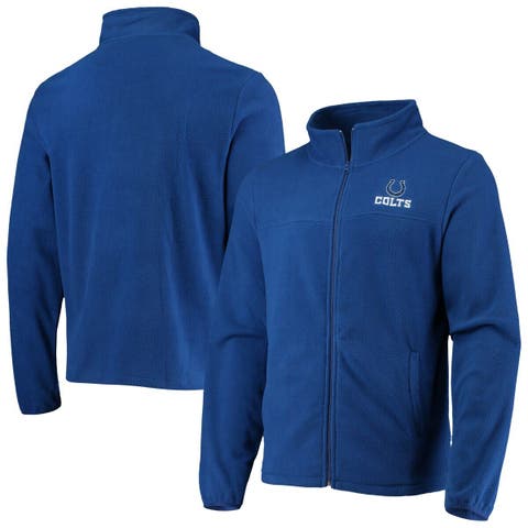 Indianapolis Colts - JH Design Reversible Fleece Jacket with Faux Leather Sleeves - Royal/White Small