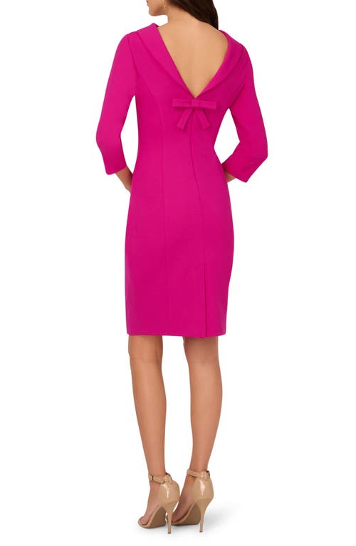 Shop Adrianna Papell Crepe Sheath Dress In Pink Flambe