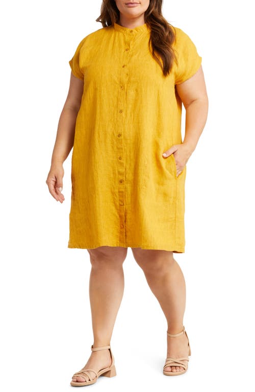 Eileen Fisher Organic Linen Shift Dress in Marigold