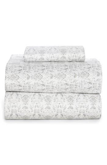 Patina Vie Maison Caelia Patterned Sheet Set In Light Grey