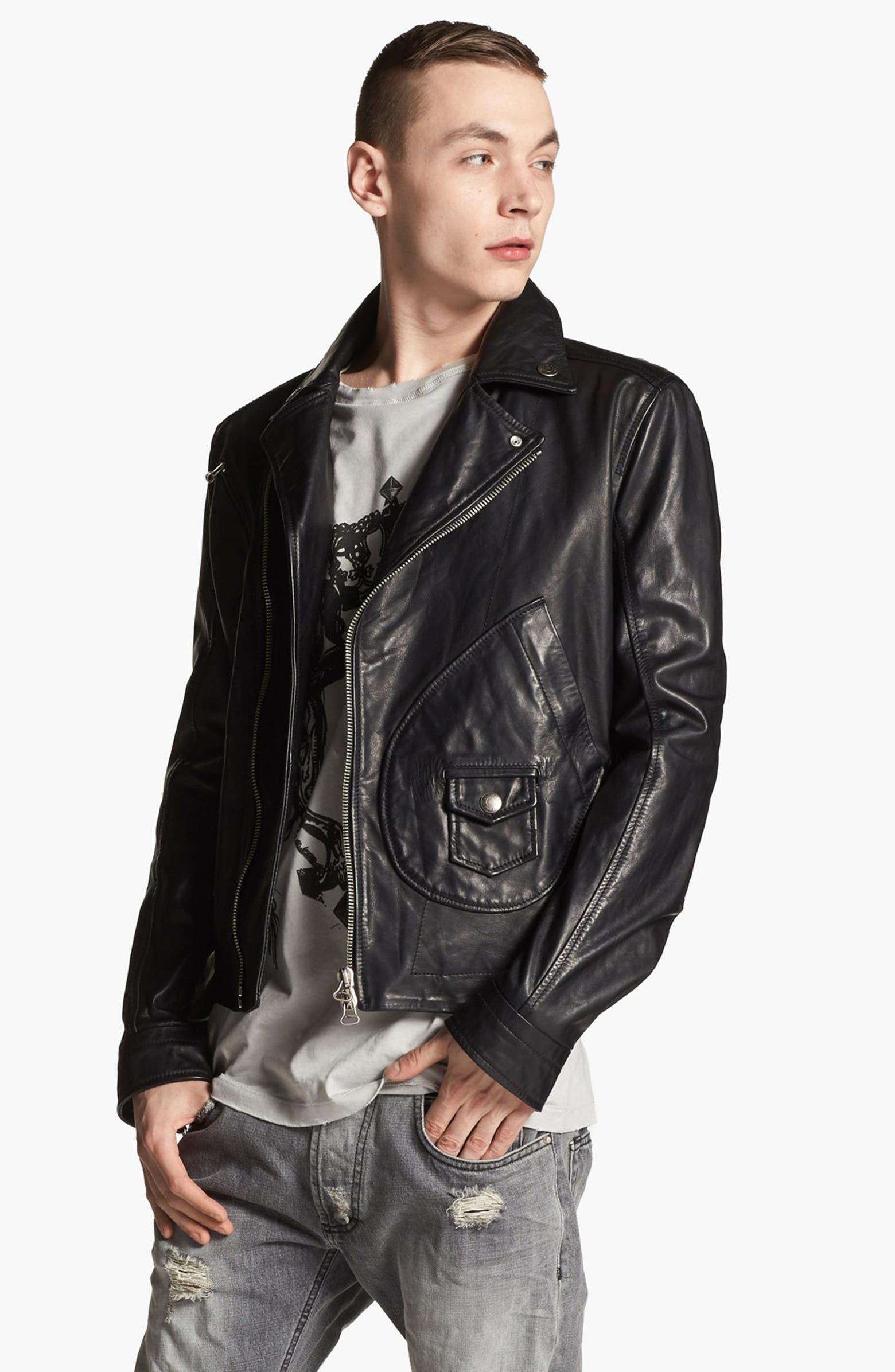 Pierre Balmain Leather Moto Jacket (Online Only) | Nordstrom