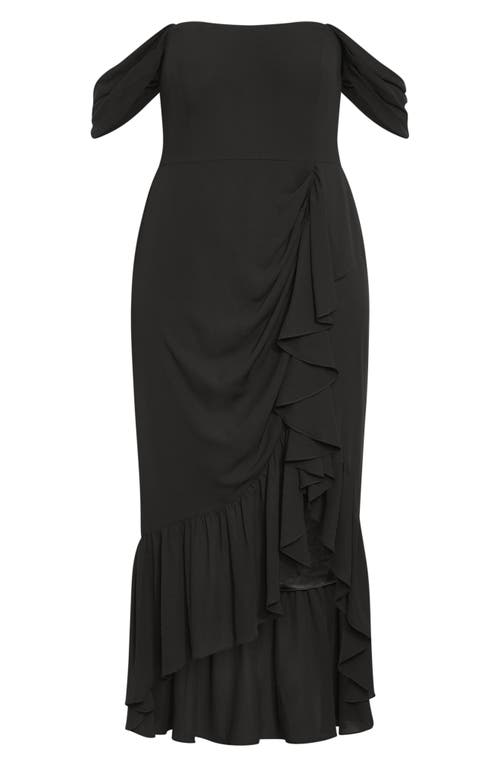 City Chic Rosabella Off The Shoulder Maxi Dress In Black