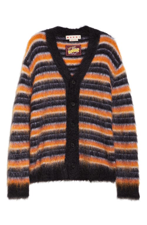Marni Cardigan In Multicolor Mohair In Black