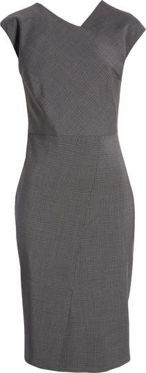 Dechesta Faux Wrap Wool Sheath Dress