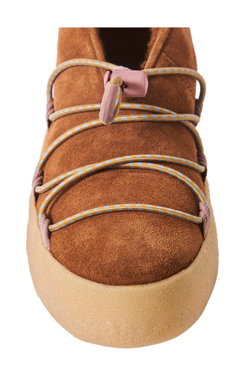 Free People Snowdrop Faux Shearling Bootie In Burnt Caramel Suede
