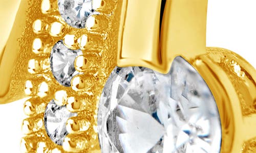 Sterling Forever Rosie Cubic Zirconia Triple Prong Stud Earrings In Gold