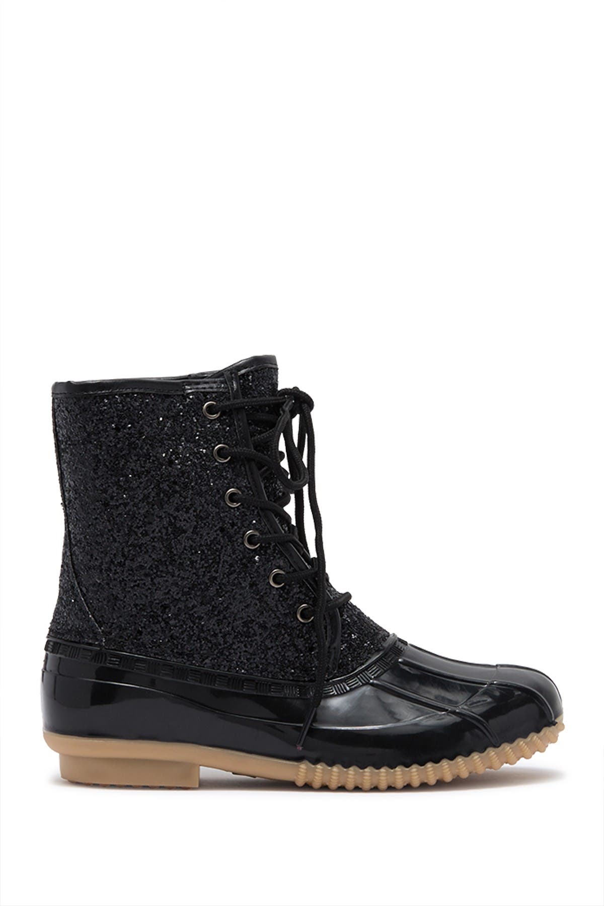 black sparkly duck boots