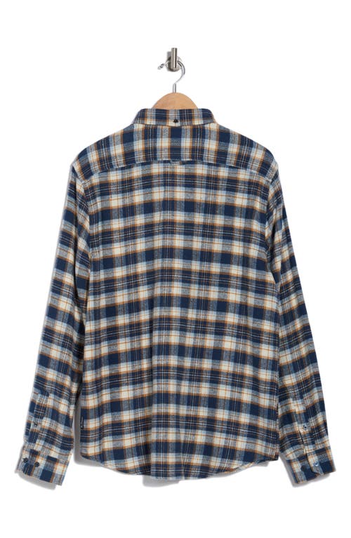 Ben Sherman Herringbone Plaid Flannel Button-up Shirt In Navy Blazer
