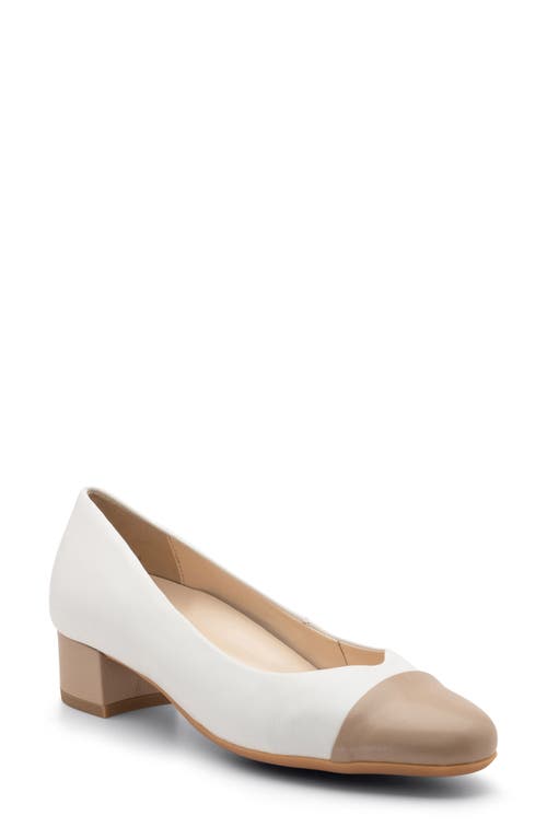 Ara Nanette Block Heel Pump In Cream Calf/sand Calf Toe