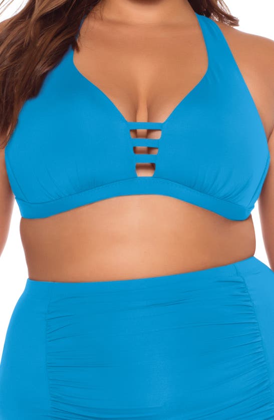 Shop Becca Tab Inset Bikini Top In Adriatic Blue