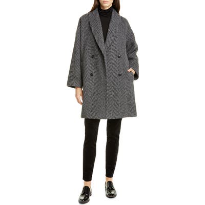 Eileen Fisher Double Breasted Alpaca & Wool Blend Coat, Grey