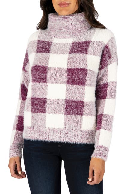 Image of KUT from the Kloth Evea Buffalo Plaid Turtleneck Sweater