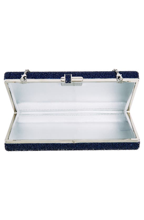 Shop Judith Leiber Nyc Luggage Tag Crystal Box Clutch In Silver Rhine Multi