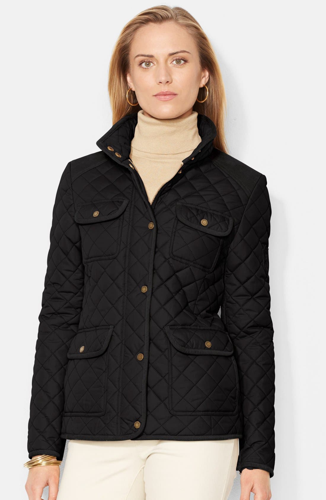 Lauren Ralph Lauren Corduroy Trim Quilted Barn Jacket Only