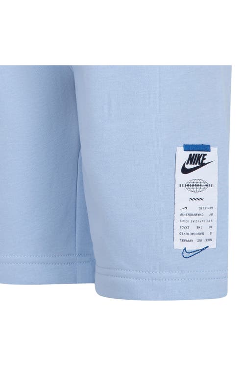 Shop Nike Kids' Club Graphic T-shirt & Sweat Shorts Set In Light Armory Blue