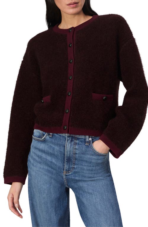 Shop Rag & Bone Kaia Boxy Bouclé Cardigan In Burgundy