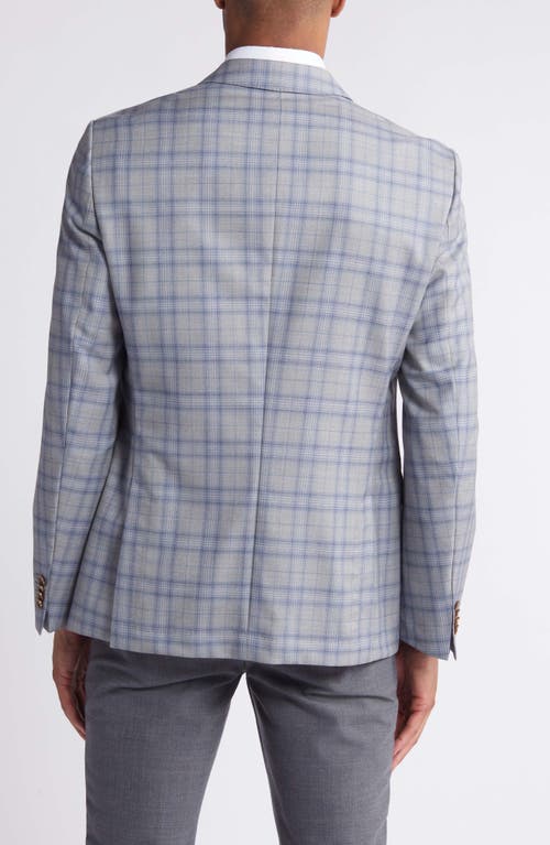 Shop Hugo Boss Boss Hutson Plaid Virgin Wool Blazer In Silver