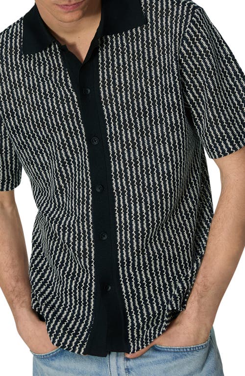 Shop Rag & Bone Payton Short Sleeve Knit Button-up Shirt In Black Multi