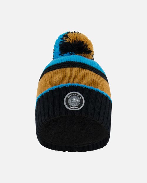 Deux Par Deux Boy's Knit Hat Blue, Black And Spice In Color Block