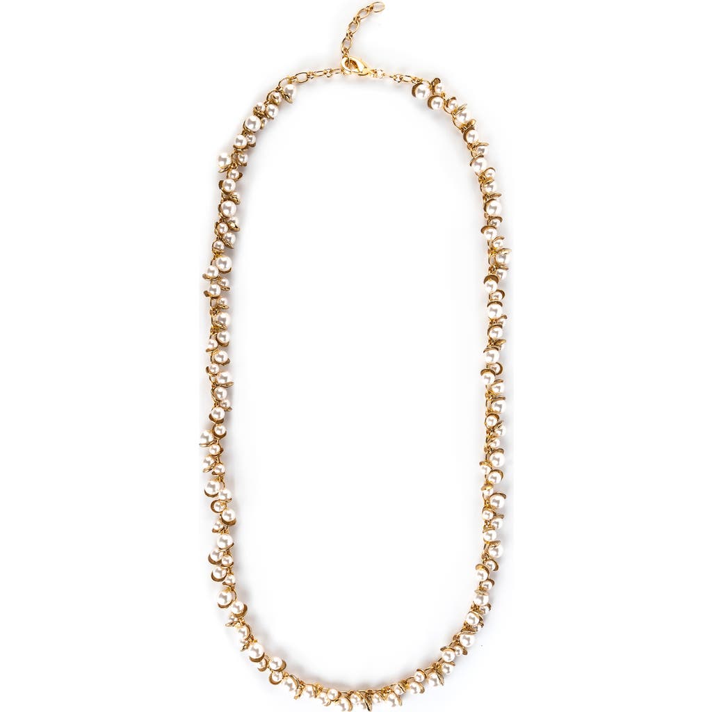 Deepa Gurnani Nani Faux Pearl Necklace In Gold