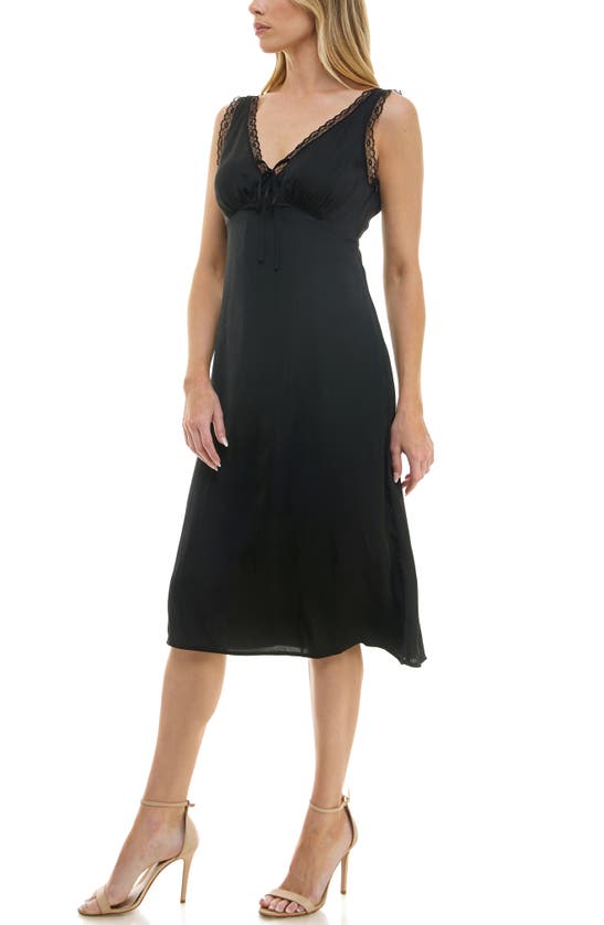 Shop Urban Social Lace Detail Satin Dress In Black