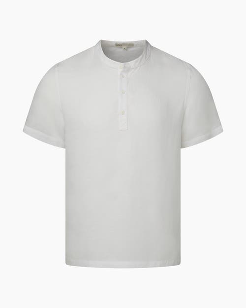 Shop Onia Linen Home Short Sleeve Henley Shirt In White