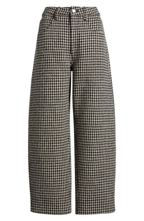 Shop Frame The Tweed Barrel Leg Pants In Houndstooth