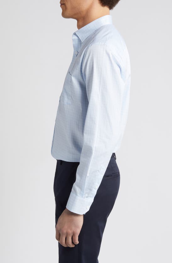 Johnston & Murphy Diamond Print Cotton Button-up Shirt In Blue