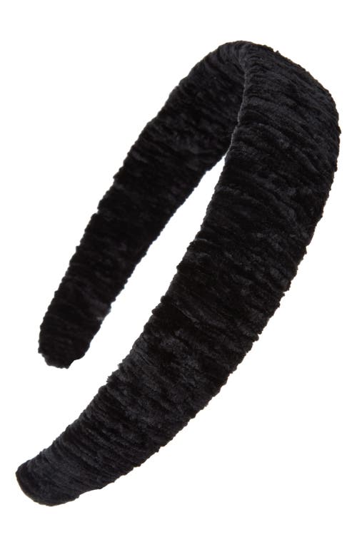 Tasha Ruched Velvet Headband in Black