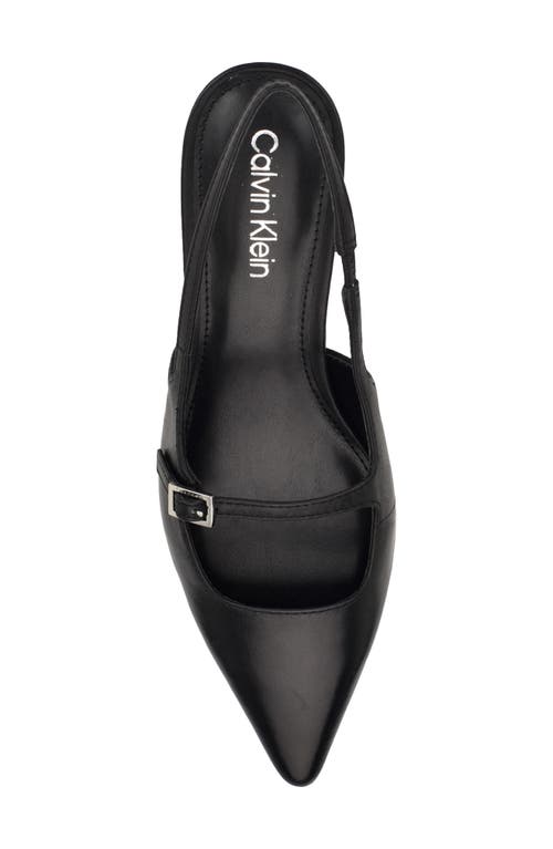 Shop Calvin Klein Kallien Slingback Pointed Toe Kitten Heel Pump In Black