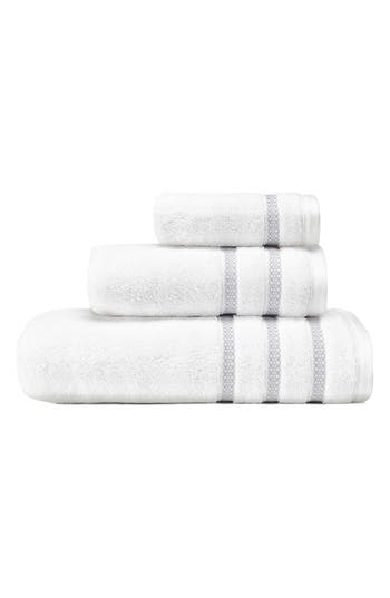 Vera Wang Trellis Bath Towel, Hand Towel & Fingertip Towel Set In White Arctic Grey