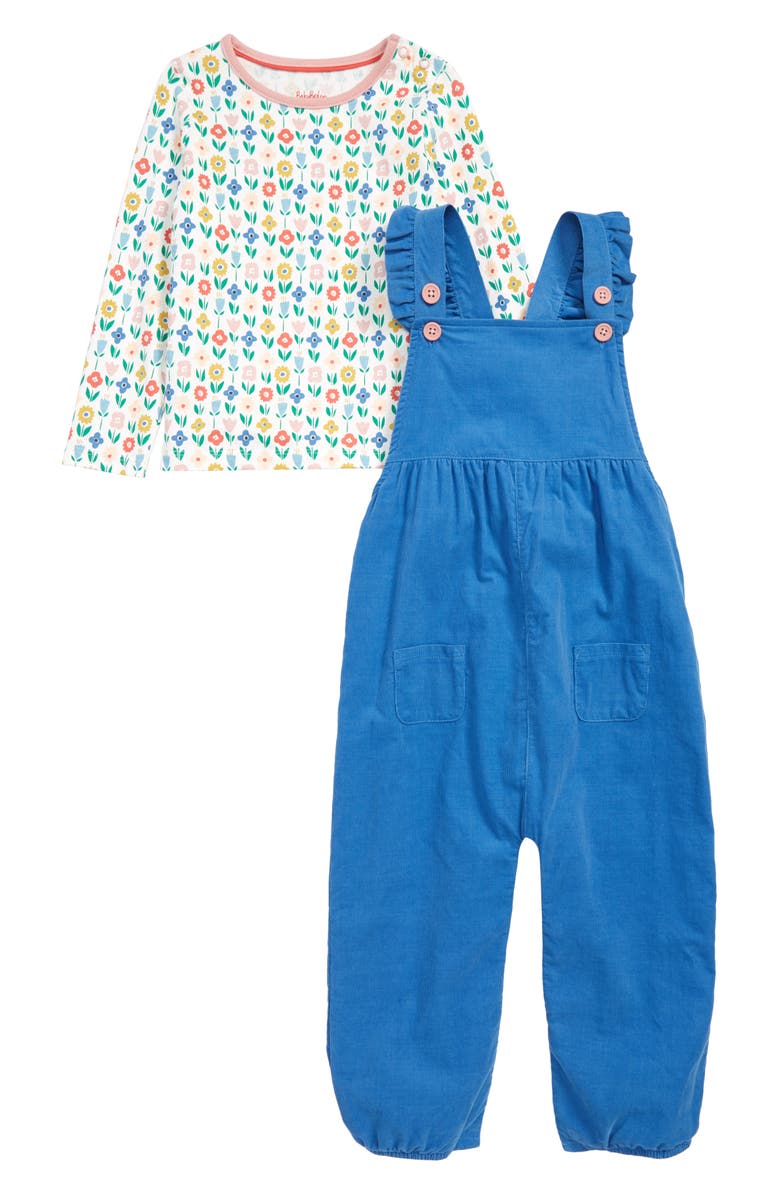 Mini Boden Flower Patch Tee & Frilly Corduroy Overalls Set (Toddler ...