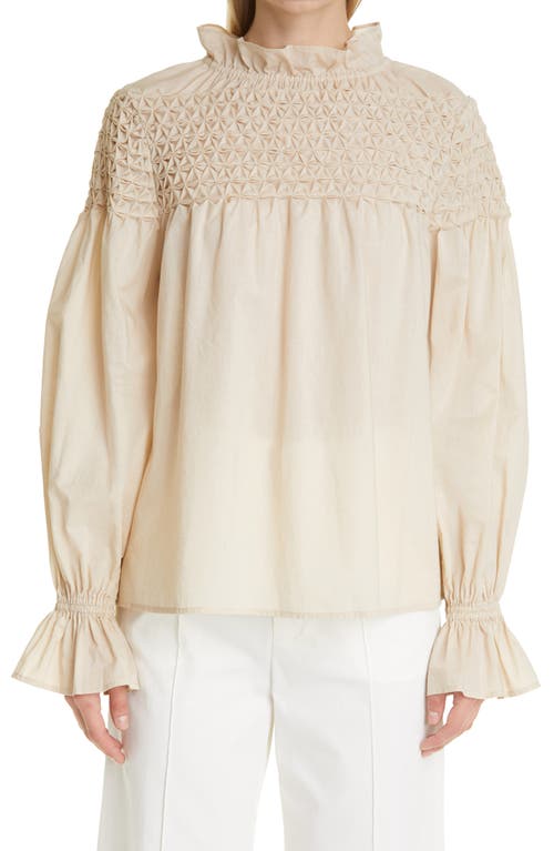 Merlette Majorelle Smocked Blouse in Light Beige | Smart Closet