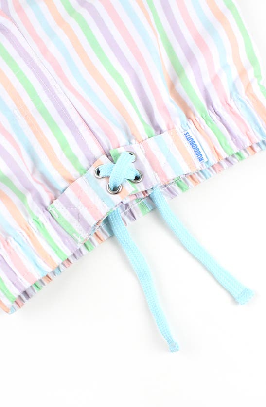 Shop Ruggedbutts Kids' Stripe Swim Trunks In Pale Rainbow Stripe