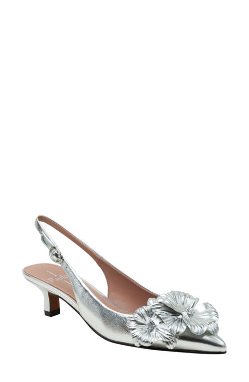 Linea Paolo Castiel Slingback Pointed Toe Kitten Heel Pump In Silver