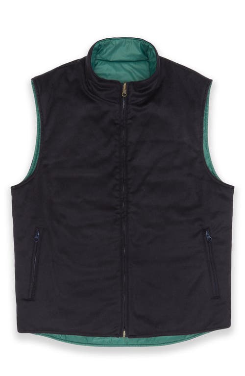 Shop Sid Mashburn Cashpad Reversible Cashmere Flannel & Nylon Vest In Hunter Navy Cashmere Flannel