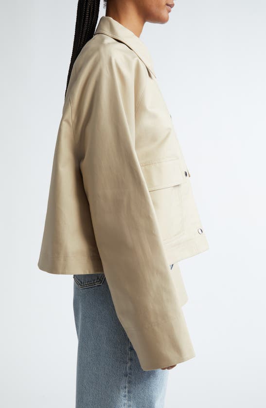 Shop Totême Toteme Oversize Crop Jacket In Sand