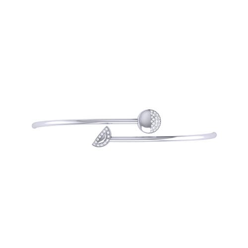 Luvmyjewelry Moon Stages Adjustable Diamond Bangle In Sterling Silver In Silver