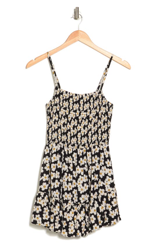 Angie Floral Smocked Romper In Black
