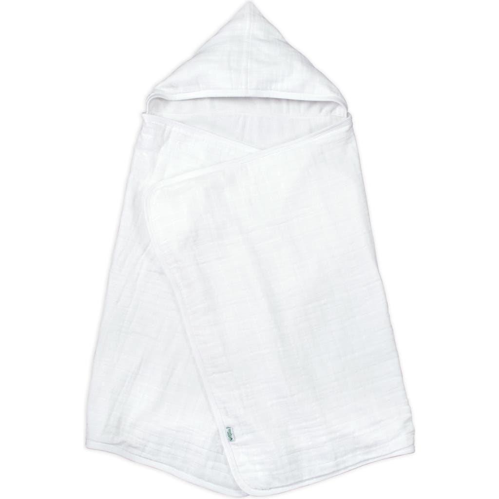 Green Sprouts Organic Cotton Muslin & Terry Reversible Hooded Towel In White