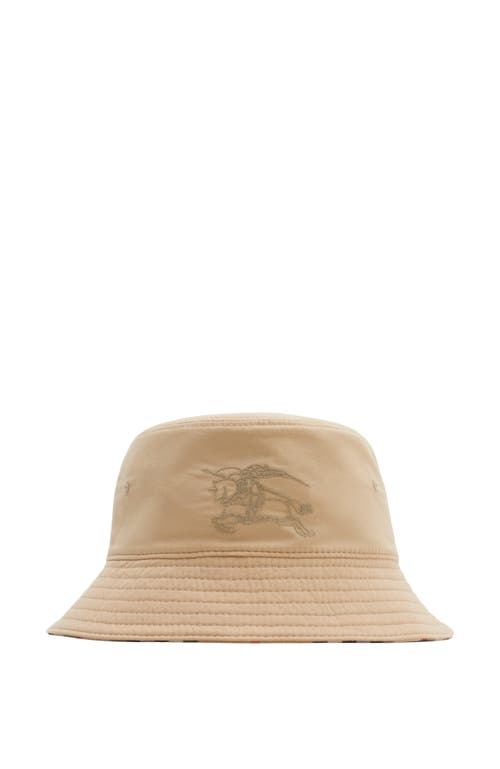 Shop Burberry Reversible Cotton Blend Bucket Hat In Sand