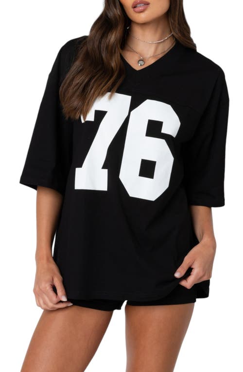 EDIKTED 76 Oversize Cotton Graphic T-Shirt Black at Nordstrom,