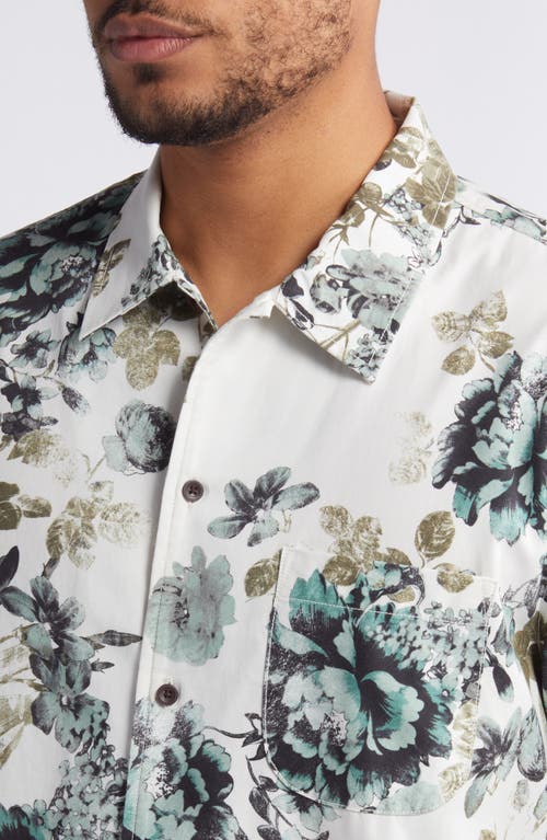 Shop Treasure & Bond Trim Fit Chintz Floral Print Short Sleeve Button-up Shirt In Ivory- Blue Chintz Floral