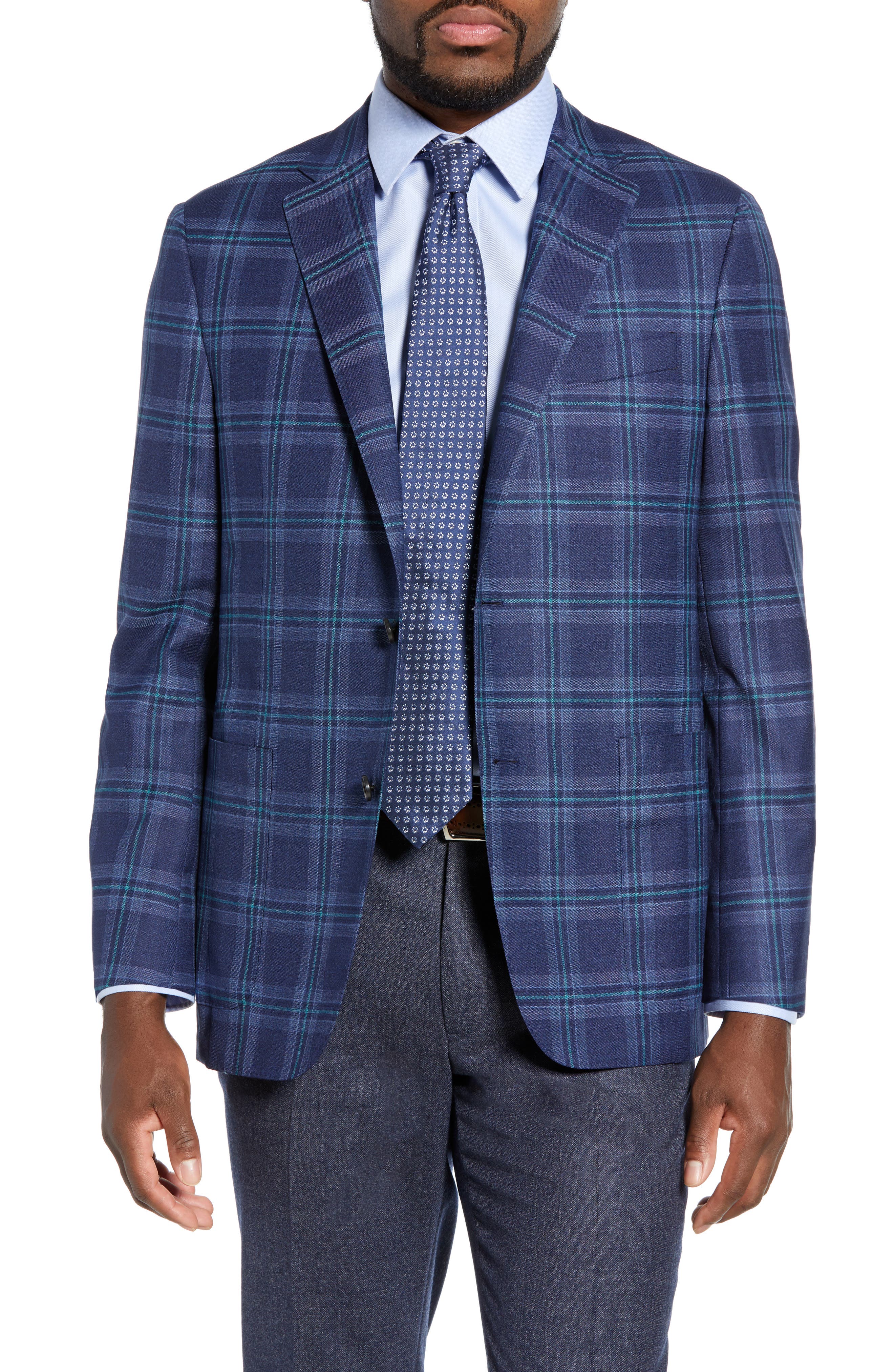 Hickey Freeman Classic B Fit Plaid Wool Sport Coat | Nordstrom