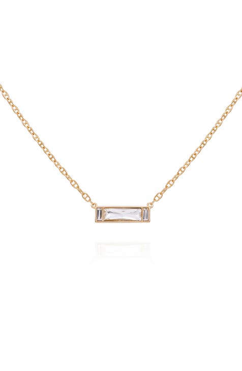 Baguette Crystal Pendant Necklace