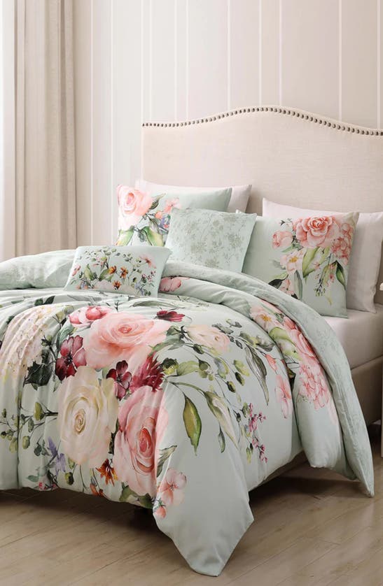 Bebejan Misty Rose 5-piece Reversible Comforter Set In Green